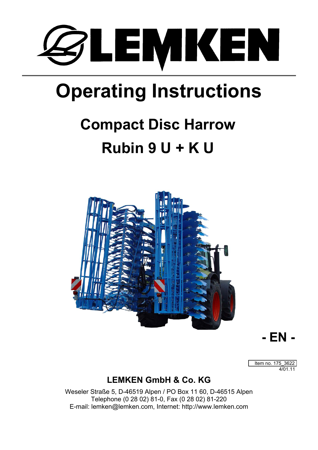 Lemken Rubin 9 U Manual Manualzz