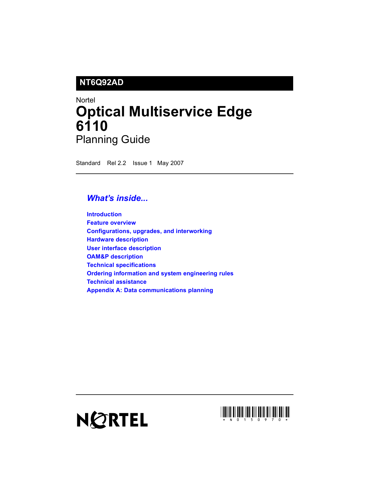 N0150970 Optical Multiservice Edge 6110 Manualzz