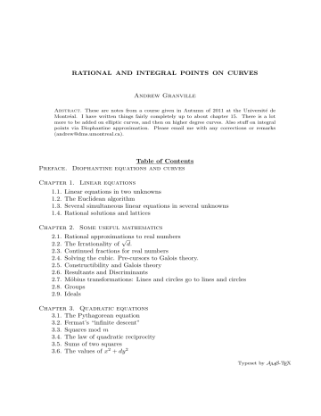 Rational And Integral Points On Curves Manualzz