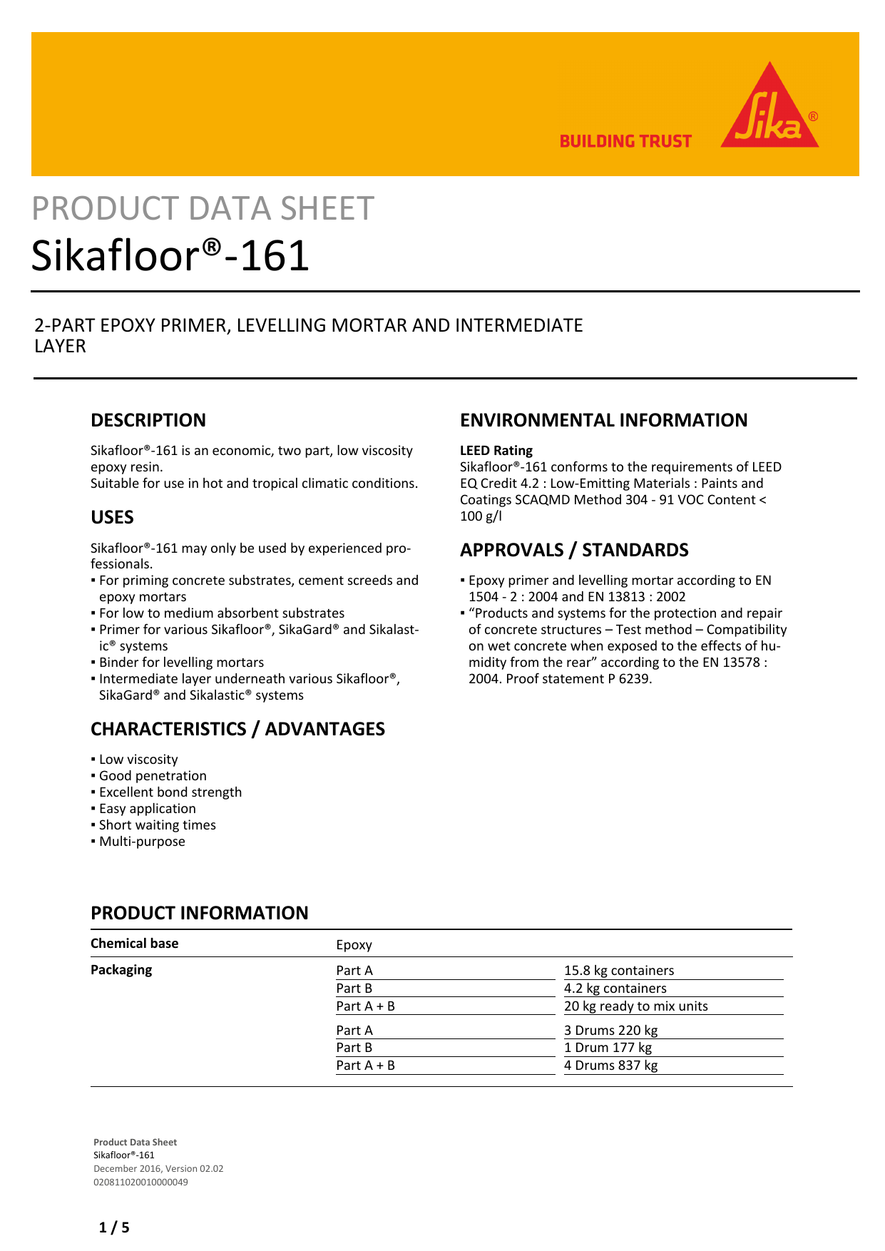 Sikafloor®161 Manualzz