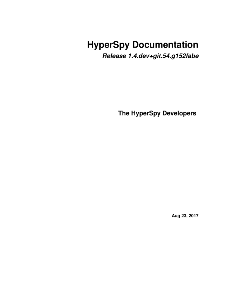 Hyperspy Documentation Manualzz