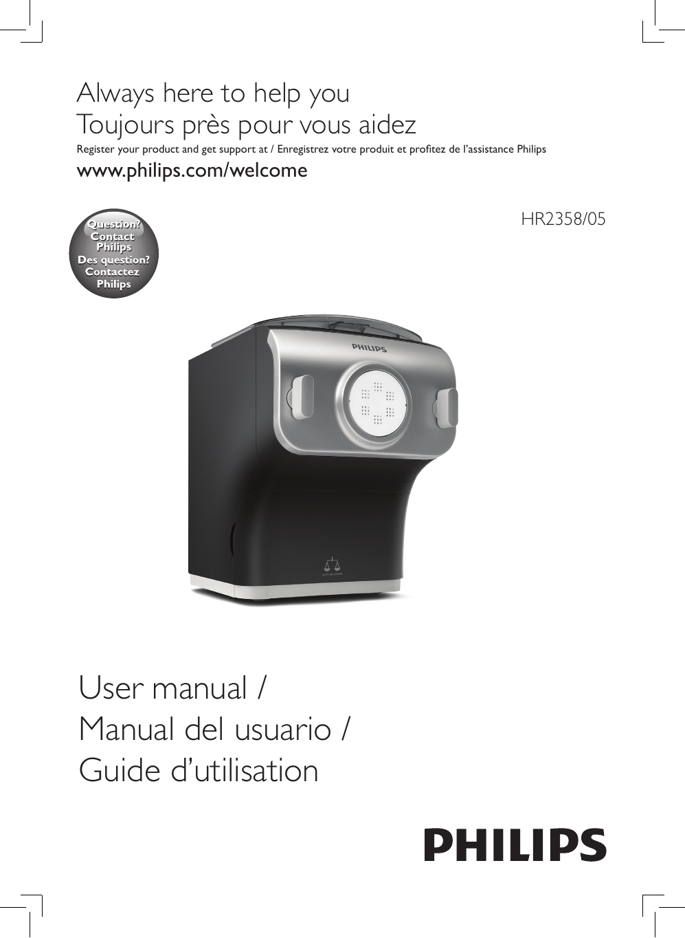 Philips HR2358/05 Avance Collection Pasta maker User manual Manualzz