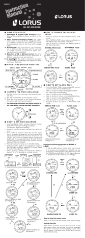 Lorus instructions clearance