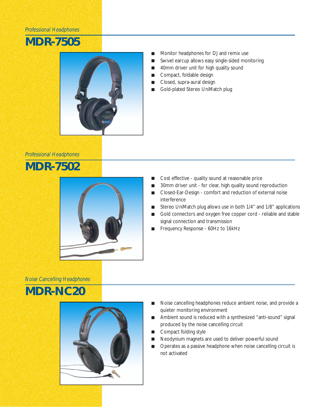 MDR-7505 MDR-7502 MDR-NC20 | Manualzz