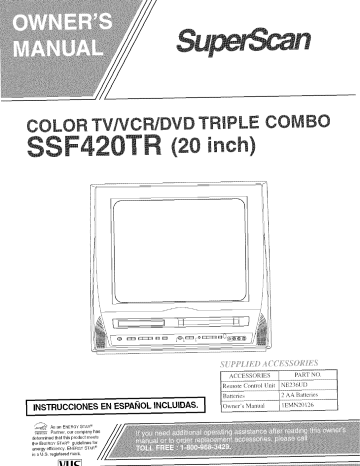 Superscan SSF420TR TV/DVD/VCR Combination Owner's Manual | Manualzz