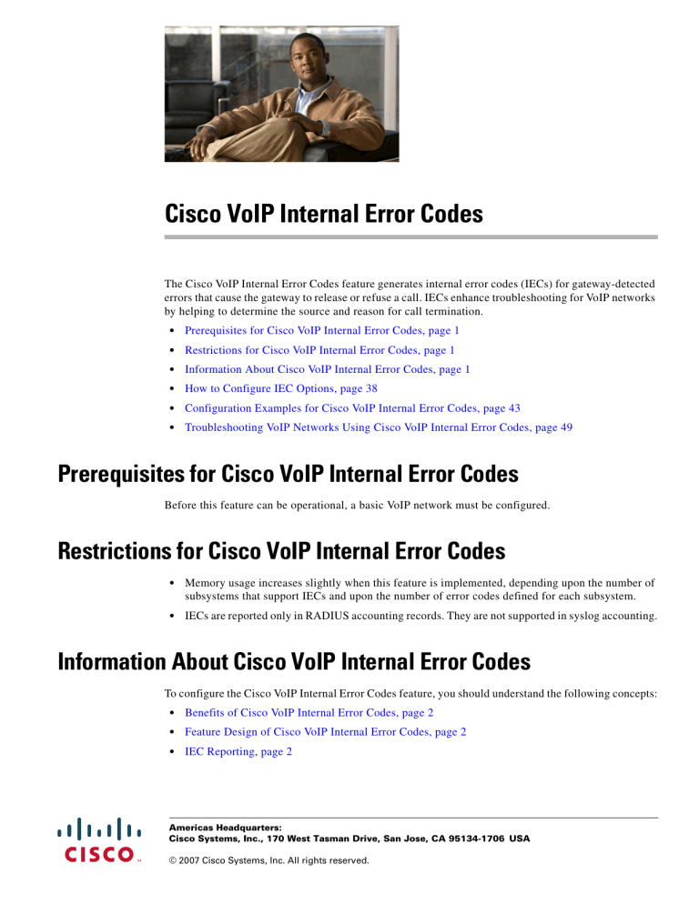 Cisco VoIP Internal Error Codes Manualzz