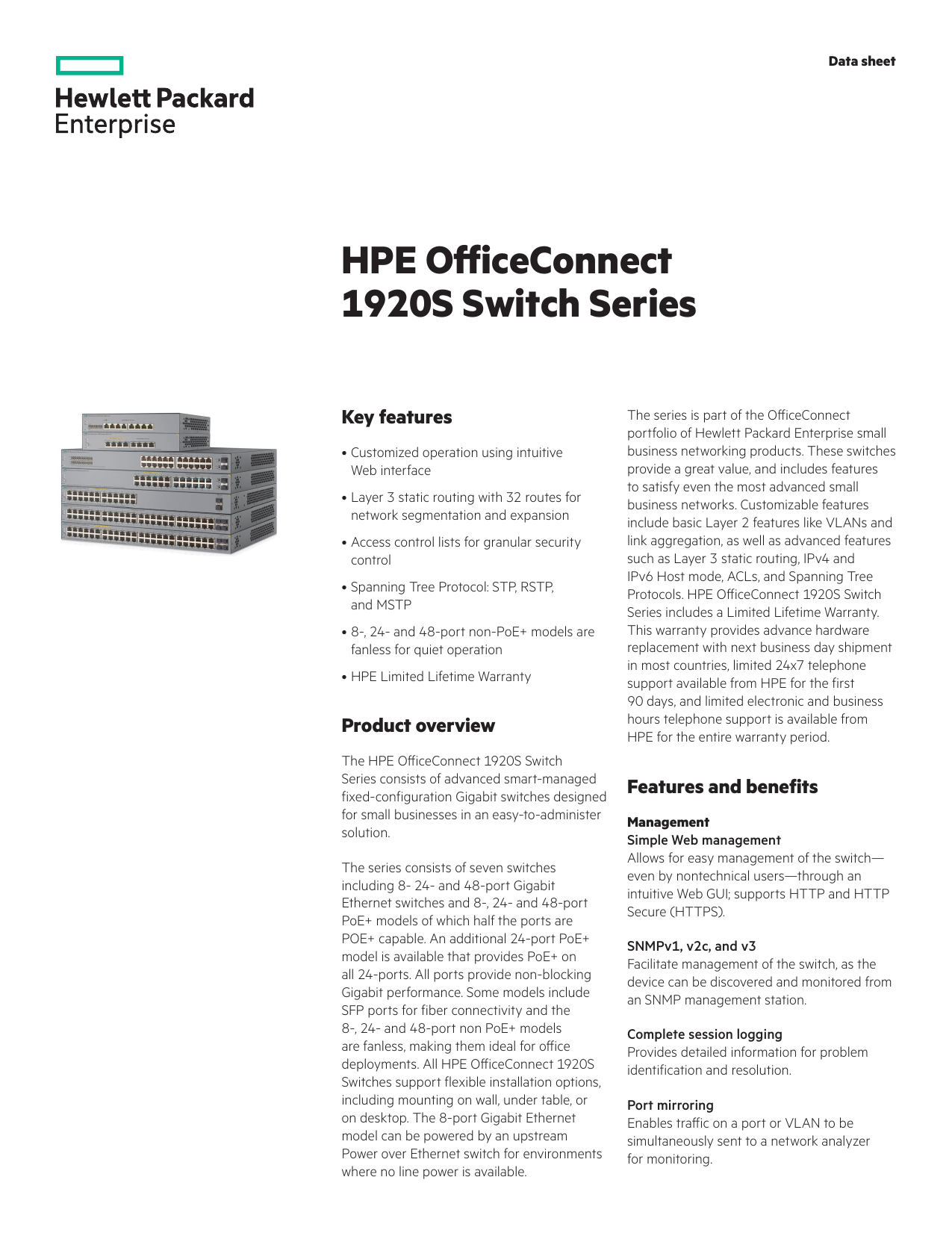 HPE OfficeConnect 1920S Switch Series Data sheet Manualzz