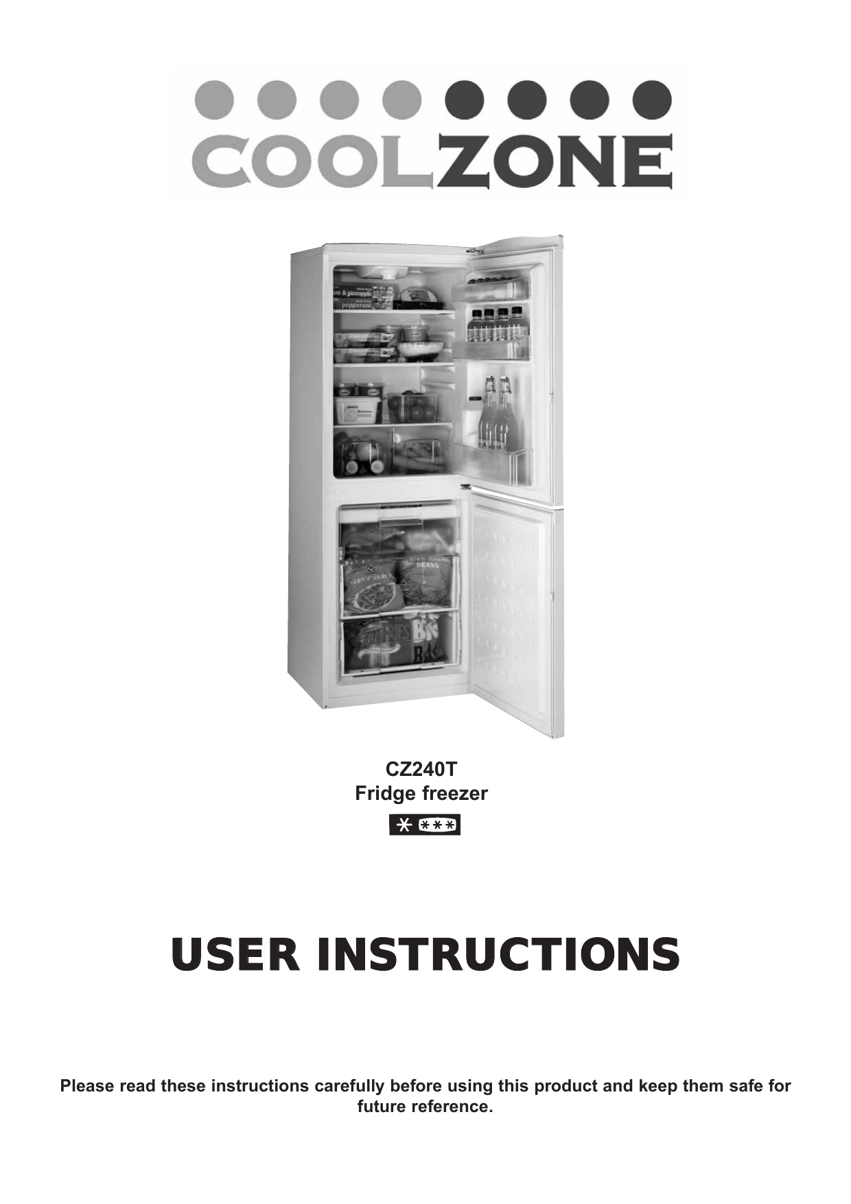 Coolzone CZ240T Large Fridge Freezer Instructions Manualzz