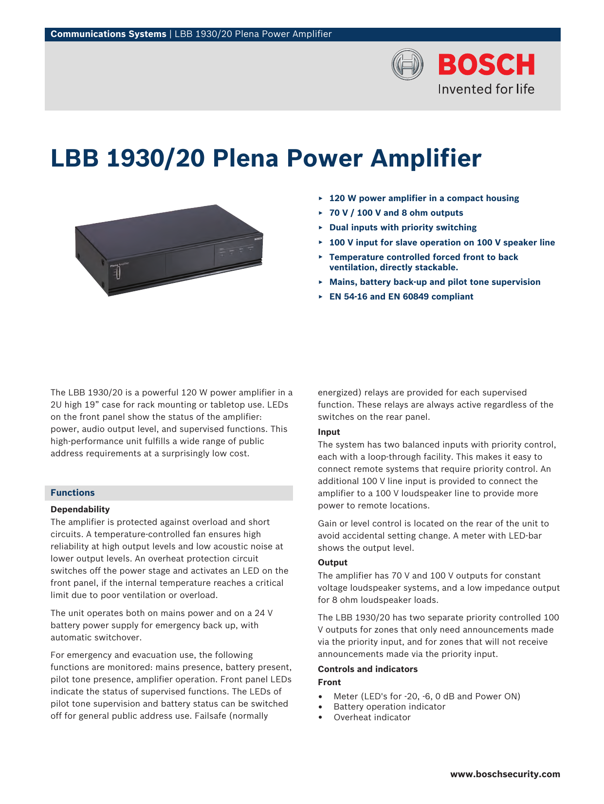 Lbb 1930 20 Plena Power Amplifier Manualzz