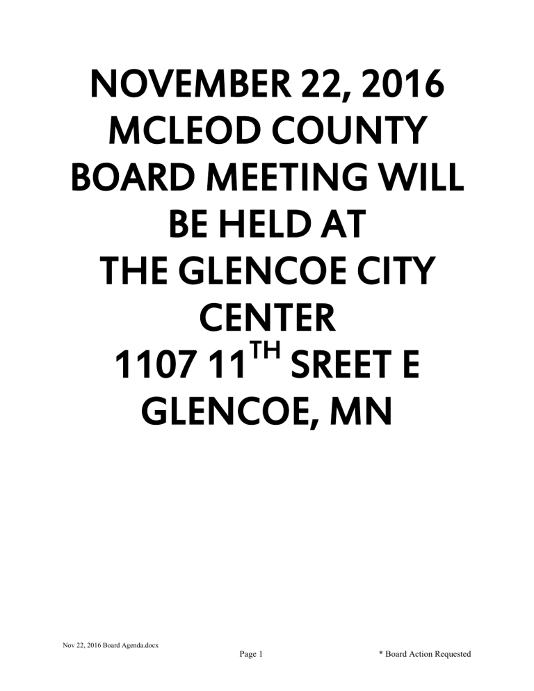November 22 16 Mcleod County Board Meeting Will Be Held At The Manualzz