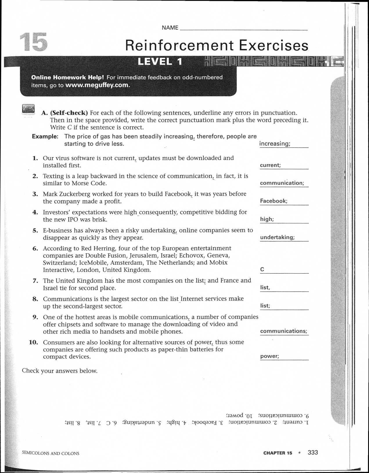 Chapter 3 Reinforcement Worksheet