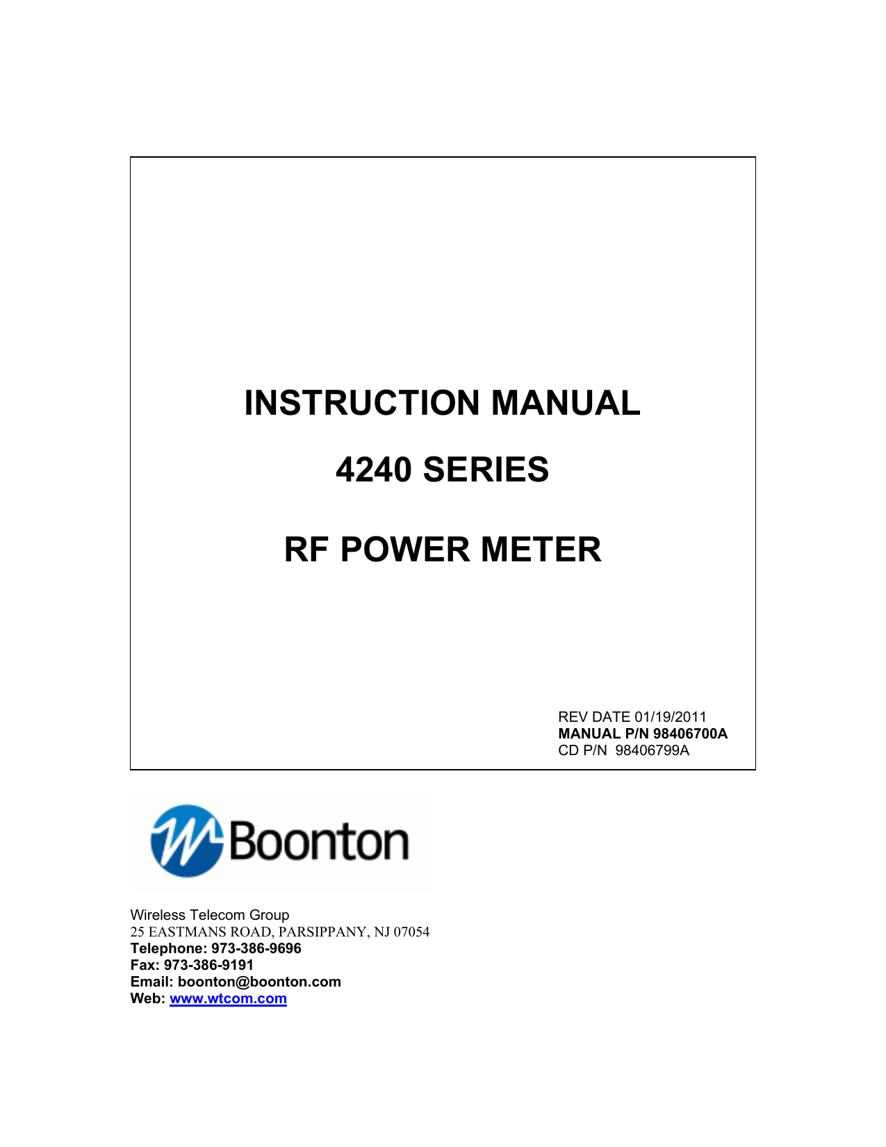 Boonton 4240 RF Power Meter Instruction Manual Manualzz