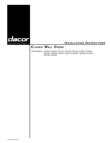 Dacor ECS130 Installation instructions | Manualzz