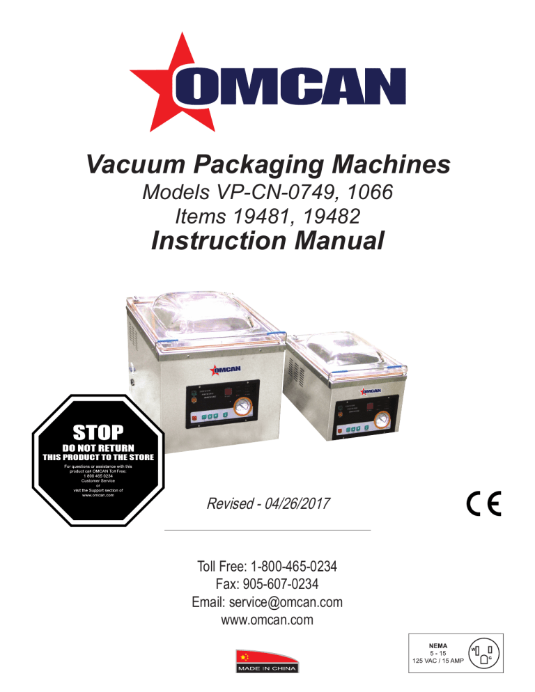Vacuum Packaging Machines Instruction Manual Manualzz