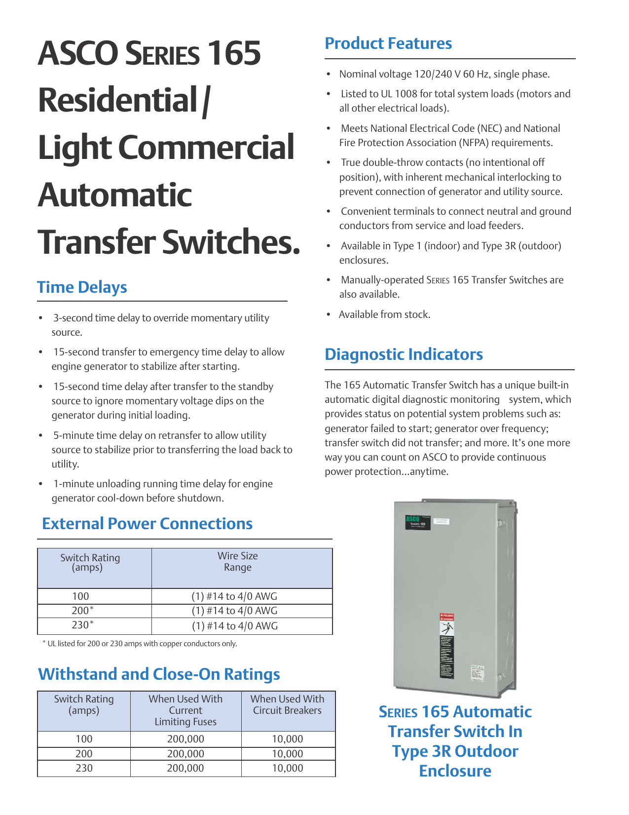Asco Series 165 Automatic Transfer Switch Wiring Diagram: A
