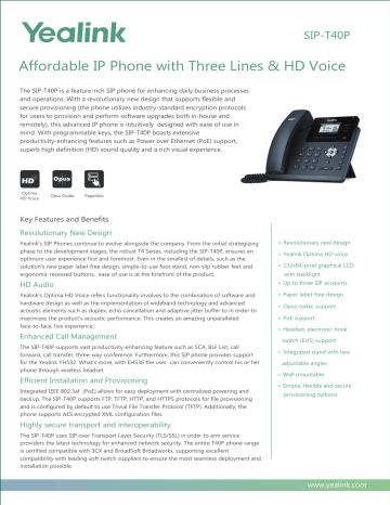 Yealink SIP-T40P Datasheet | Manualzz