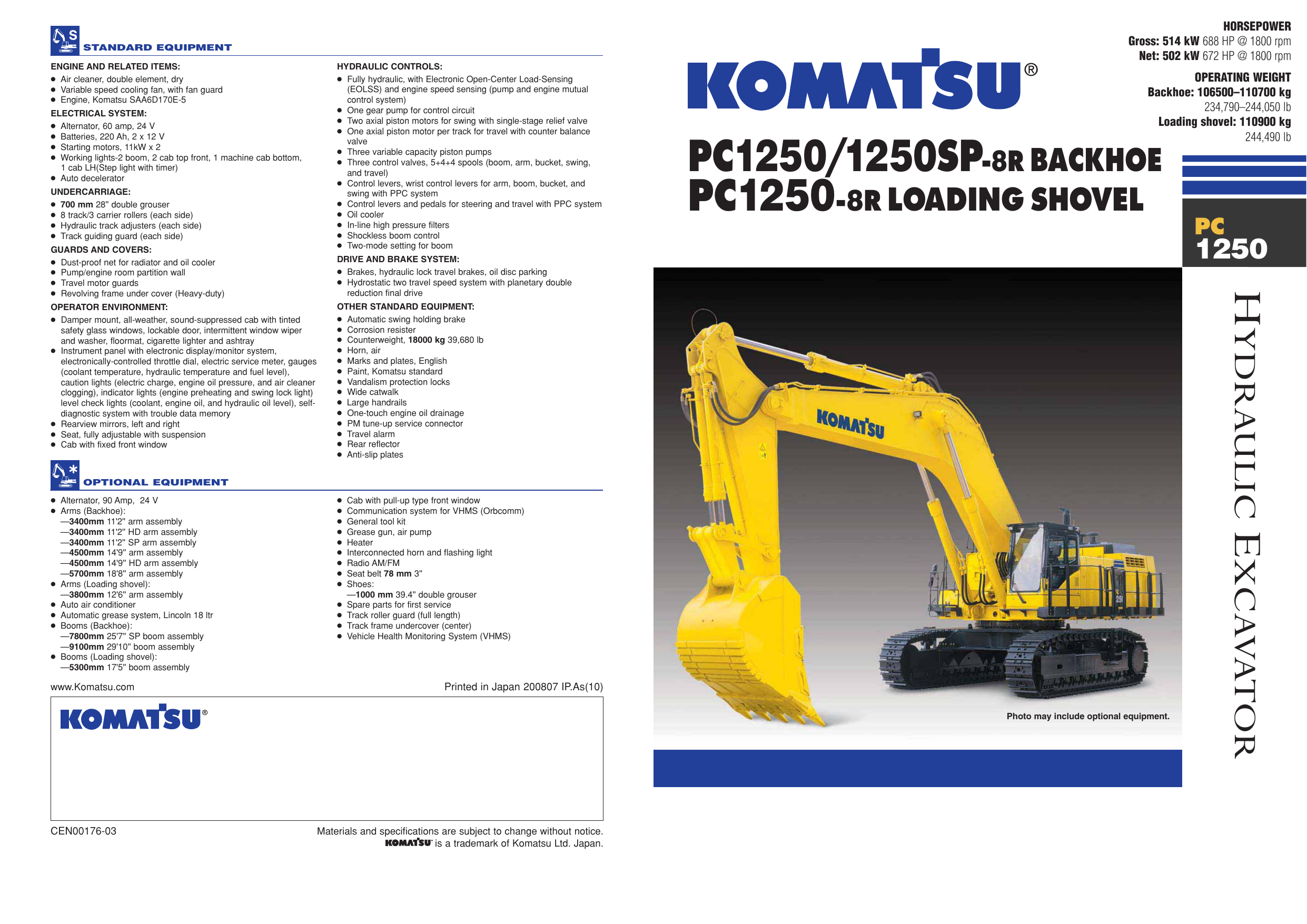 Komatsu Pc1250 8 Operation Maintenance Manual