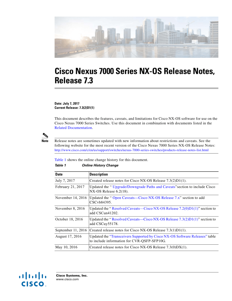 Cisco Nexus 7000 Series Nx Os Release Notes Release 7 3 Manualzz