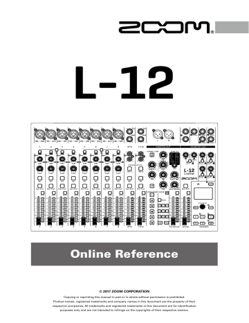 Zoom LiveTrak L-12 12-Channel Digital Mixer - Recorder Owner's Manual | Manualzz