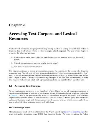 Accessing Text Corpora And Lexical Resources Manualzz