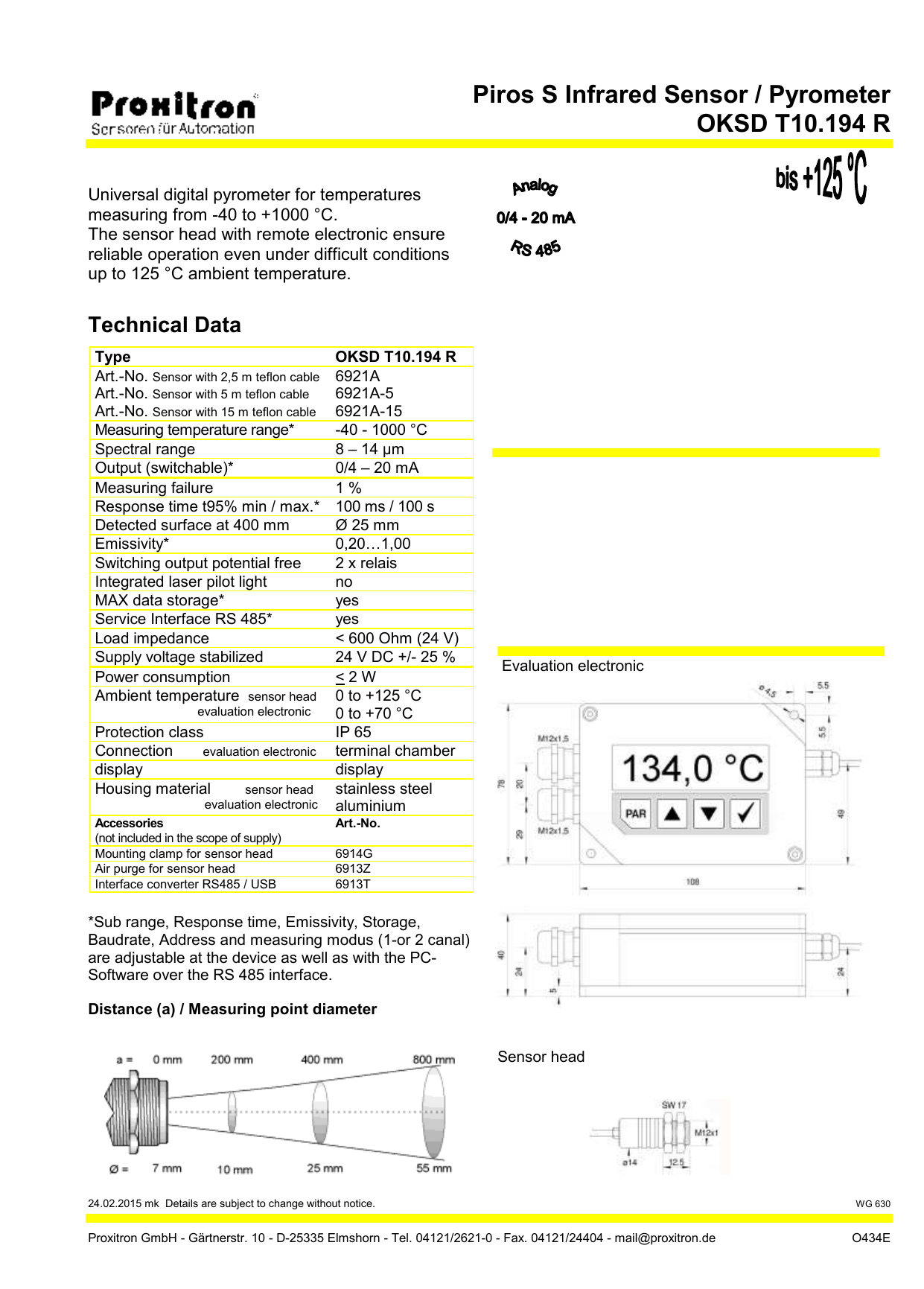 Piros S Infrared Sensor Pyrometer Oksd T10 194 R Manualzz