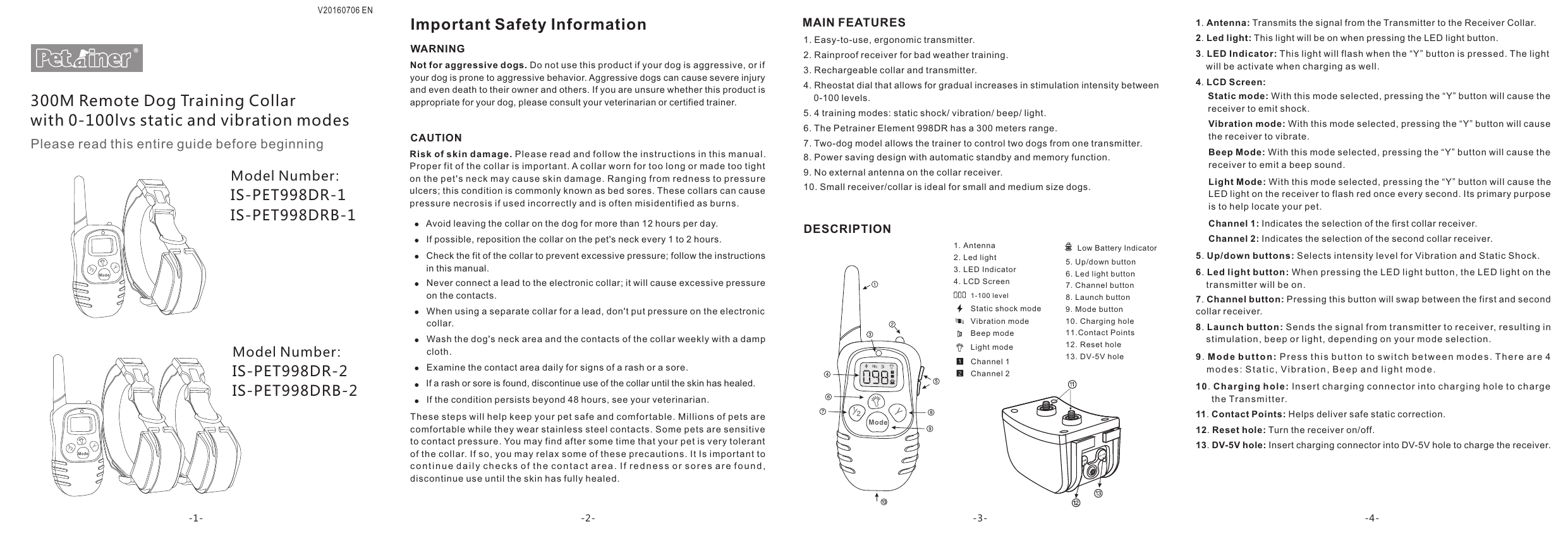 petainer training collar manual