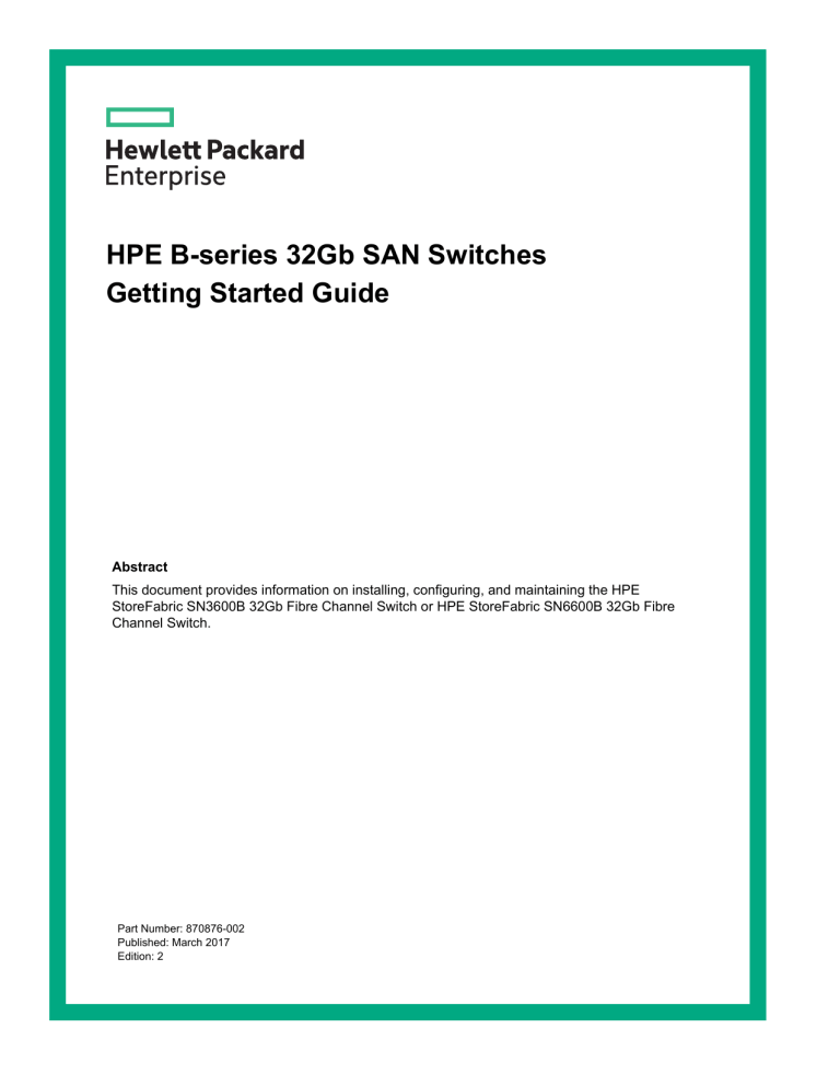 Hpe B Series 32gb San Switches Getting Started Guide Manualzz