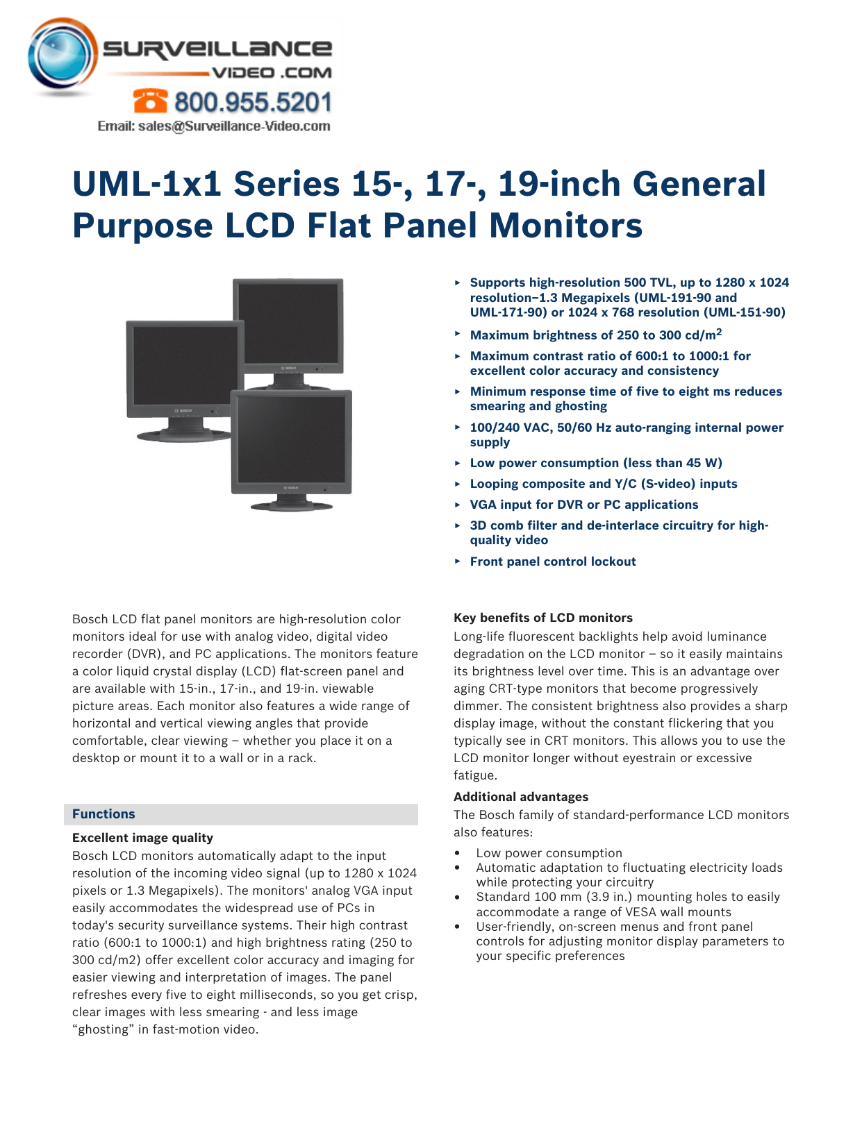 Uml 1x1 Series 15 17 19 Inch General Purpose Lcd Flat Panel Manualzz