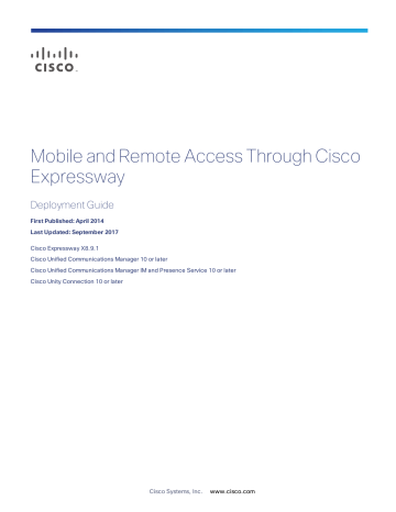 Mobile and Remote Access via Cisco Expressway Deployment Guide | Manualzz