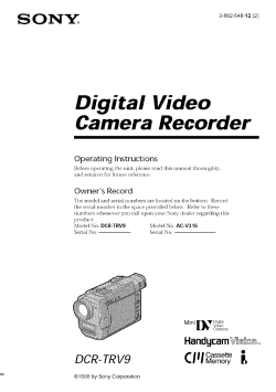 Sony DCR-TRV9 - Operating instructions, Owner's manual, User manual