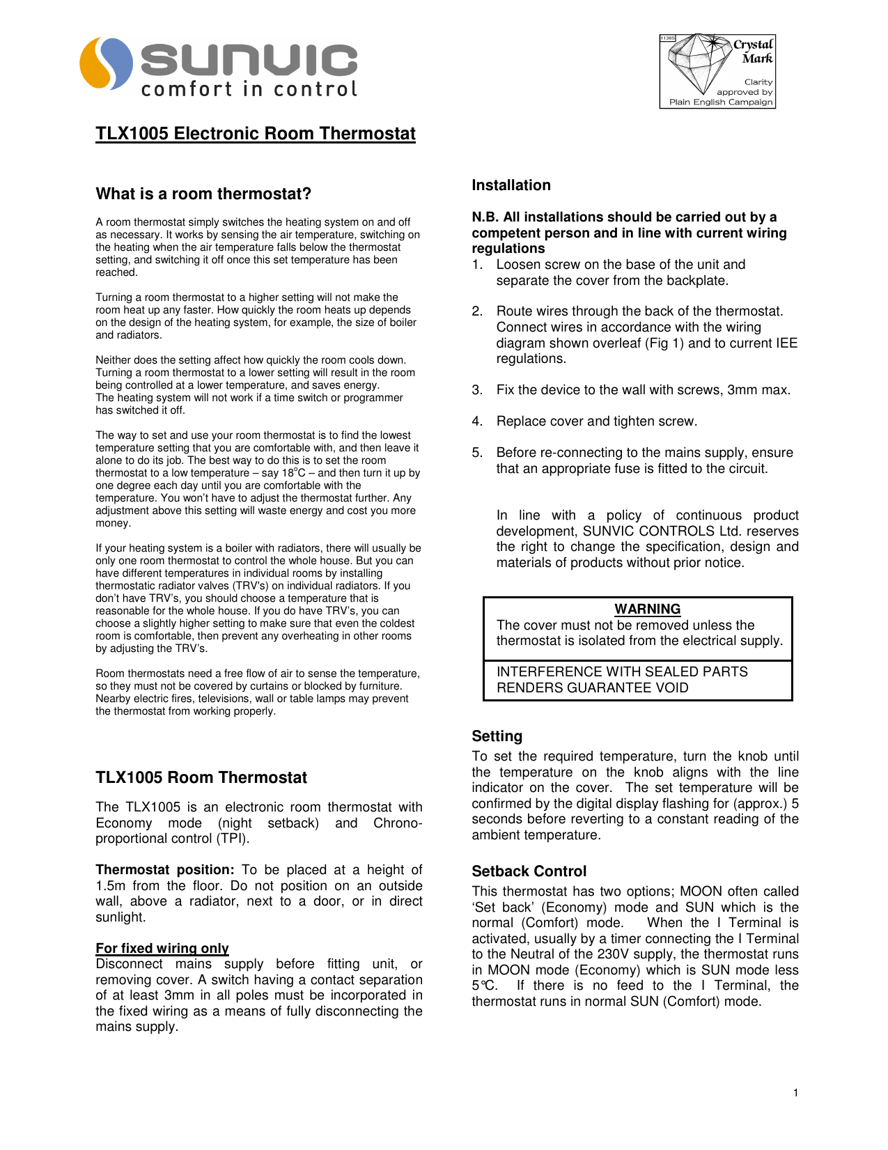 Tlx1005 Electronic Room Thermostat Manualzz Com