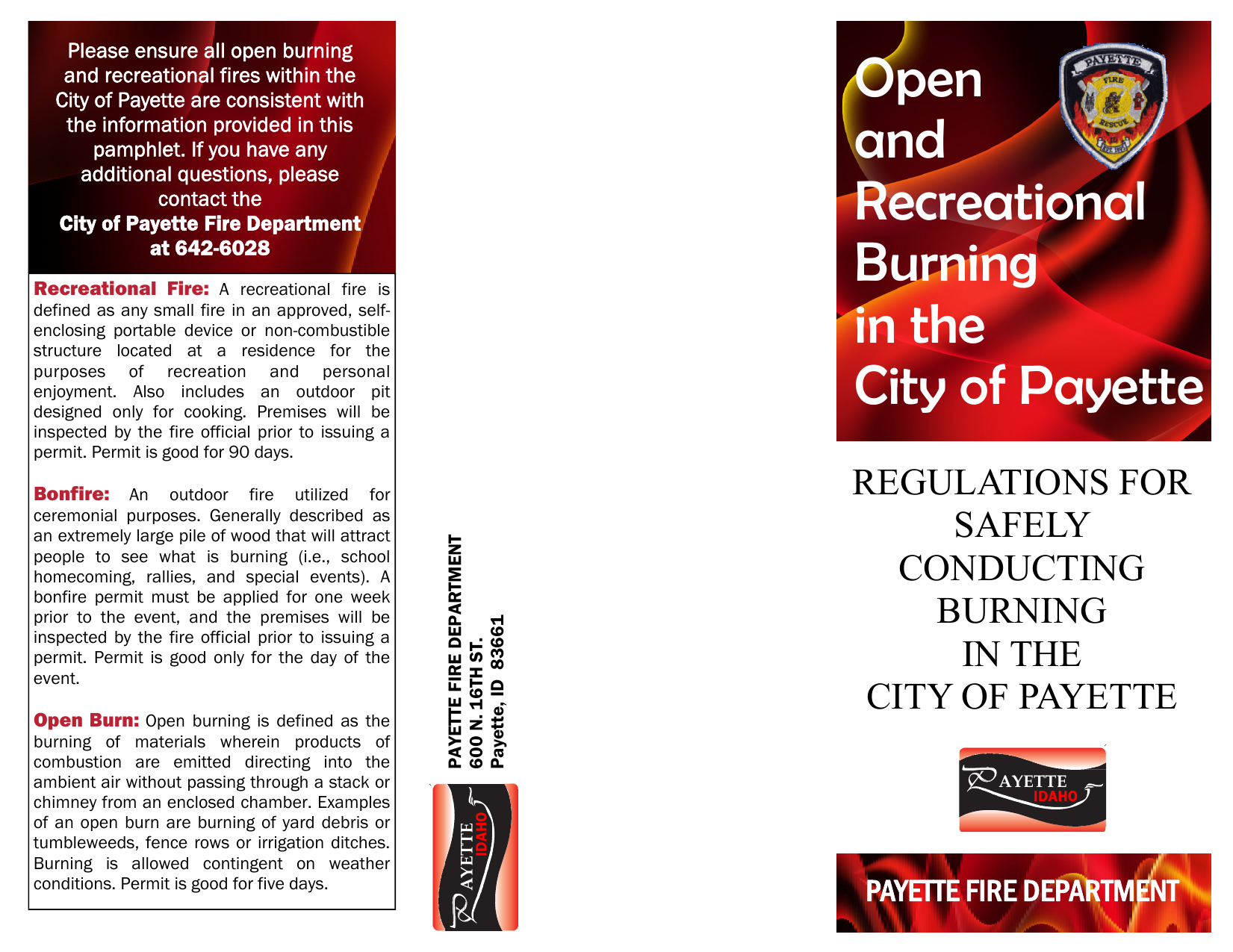 Open And Recreational Burning In The City Of Payette Manualzz Com