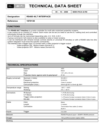 SDEV-FICA 32 - RS485 4ILT Interface | Manualzz