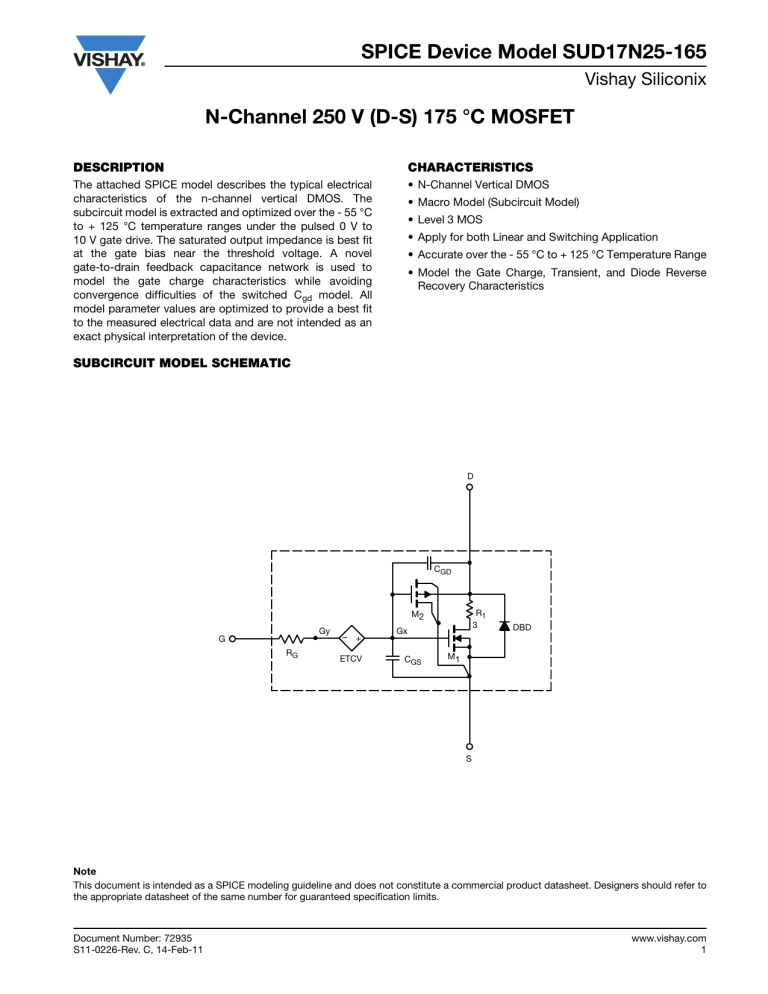 N Channel 250 V Ds 175 C Mosfet Spice Device Manualzz