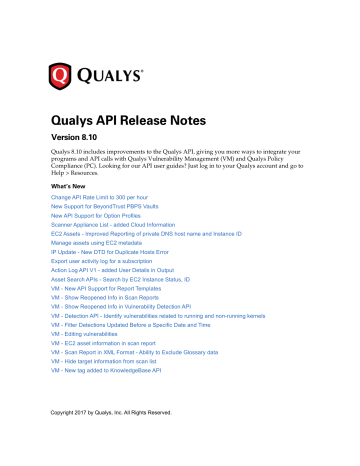 Qualysguard R Api Release Notes Manualzz