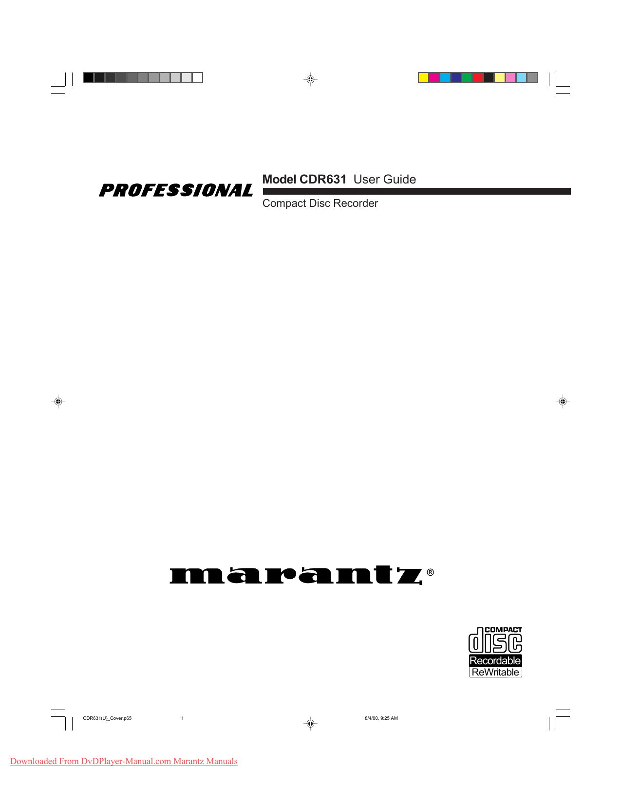 Service Manual-Anleitung für Marantz CDR 631 