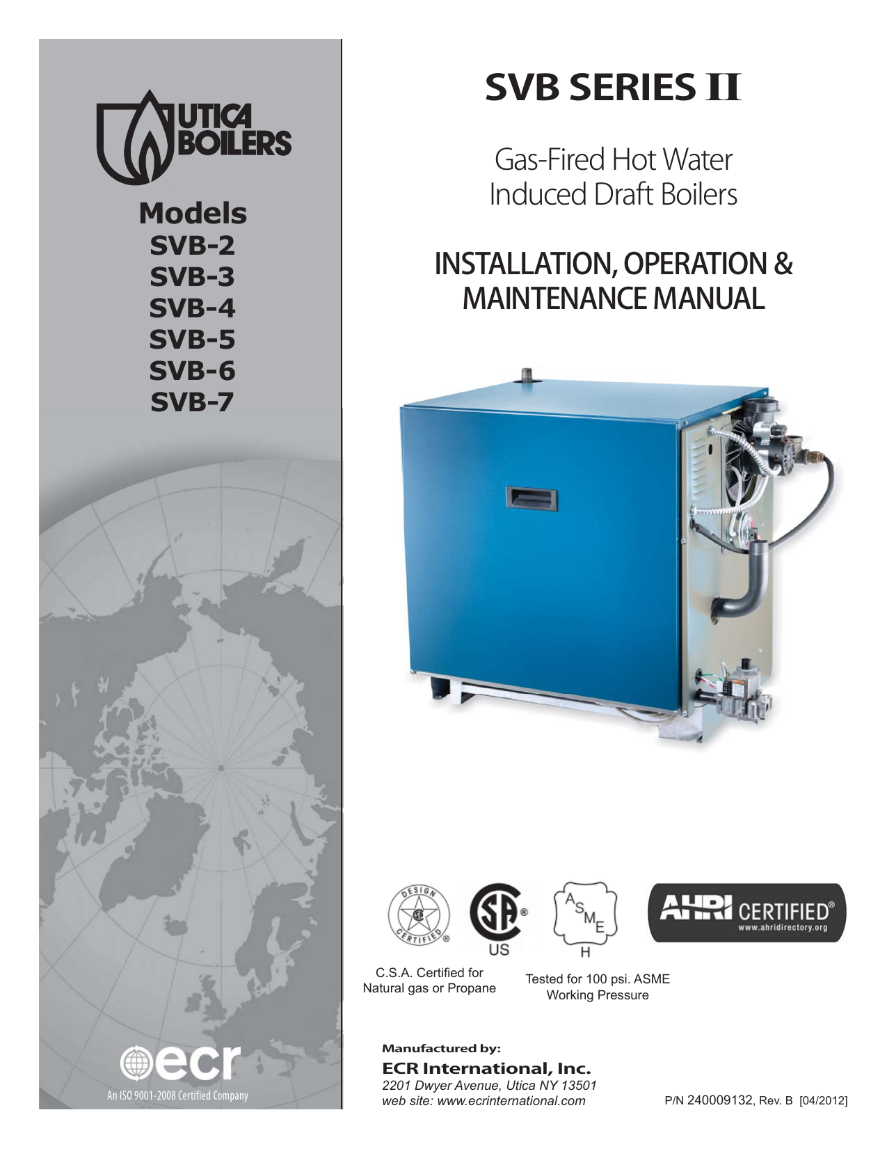 Utica Boilers SVB Gas Boiler Installation & Operation Manual | Manualzz