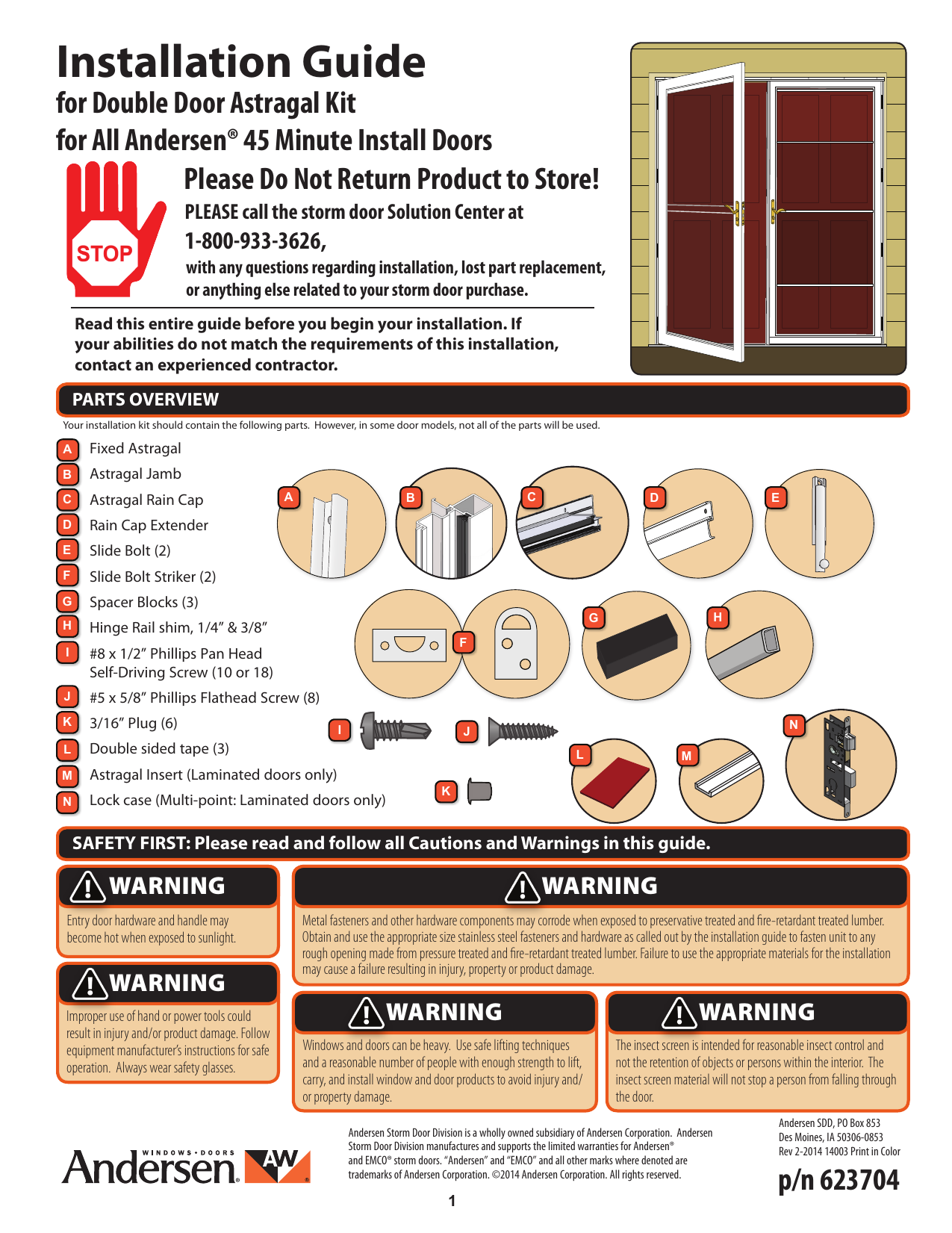 Installation Guide Andersen Or EMCO Storm Doors Parts Manualzz