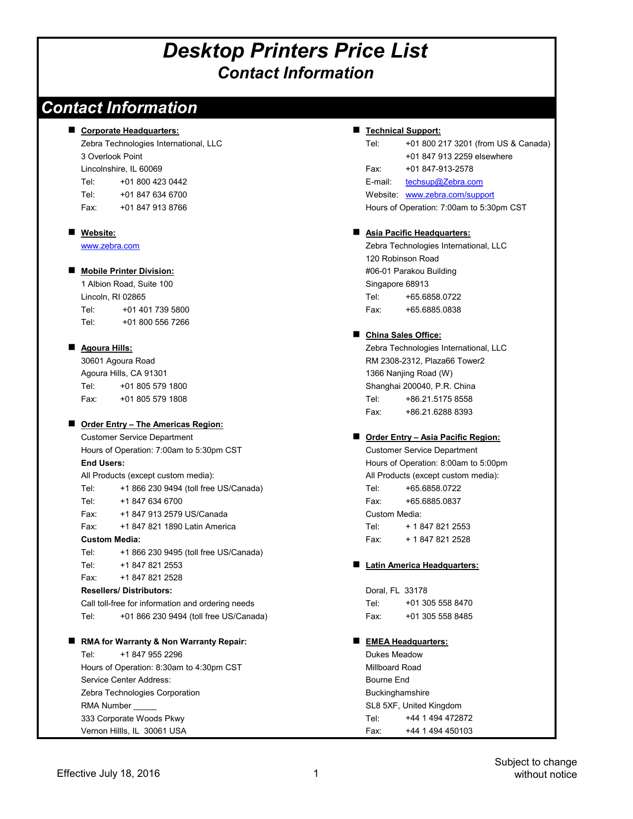 price list of computer printers