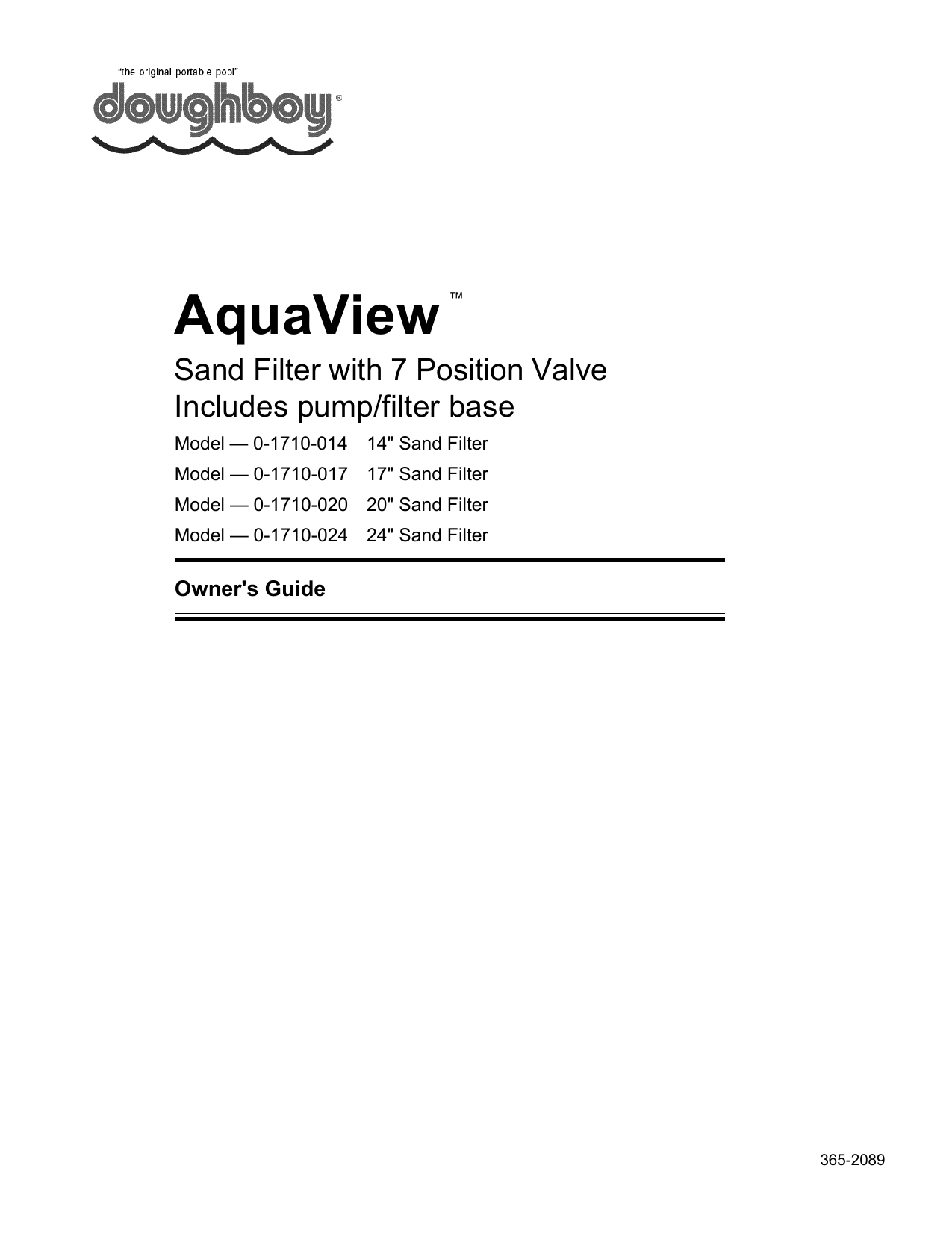doughboy aqua view manual