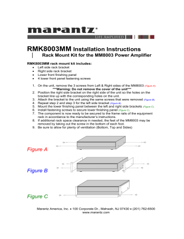 Marantz RMK8003MM Installation instructions | Manualzz