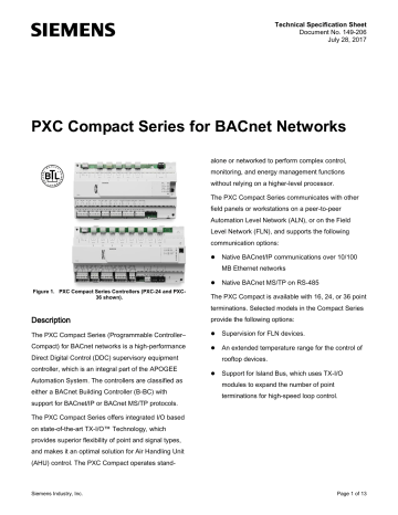 PXC Compact Series for BACnet Networks | Manualzz