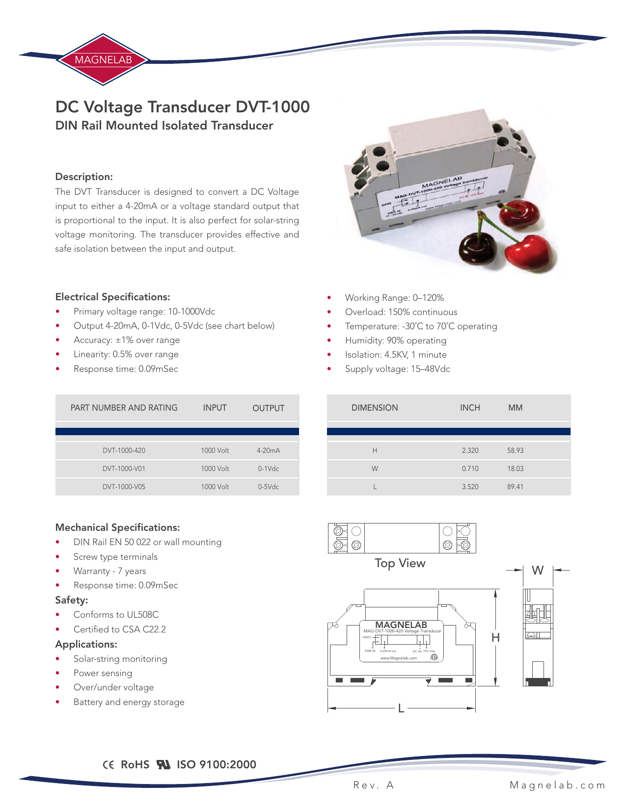 DC Voltage Transducer DVT1000 Manualzz
