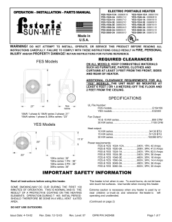 Fostoria SUN-MITE YES-3048-3A - Manual, User manual | manualzz.com