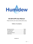 HUMIDEW GO-2016 (PP) User manual