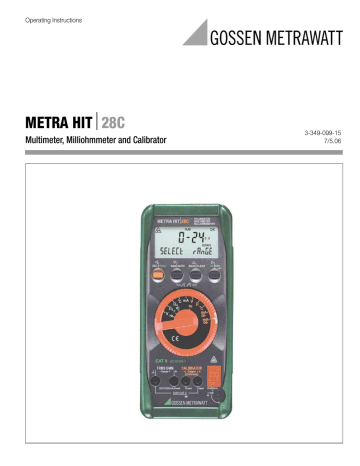 METRAHit 28C Manual - Gossen MetraWatt | Manualzz