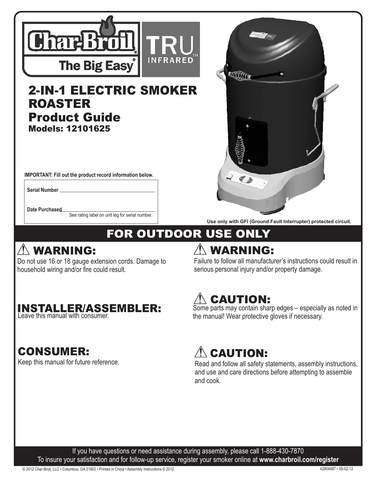 CharBroil Big Easy 12101625 Product manual Manualzz