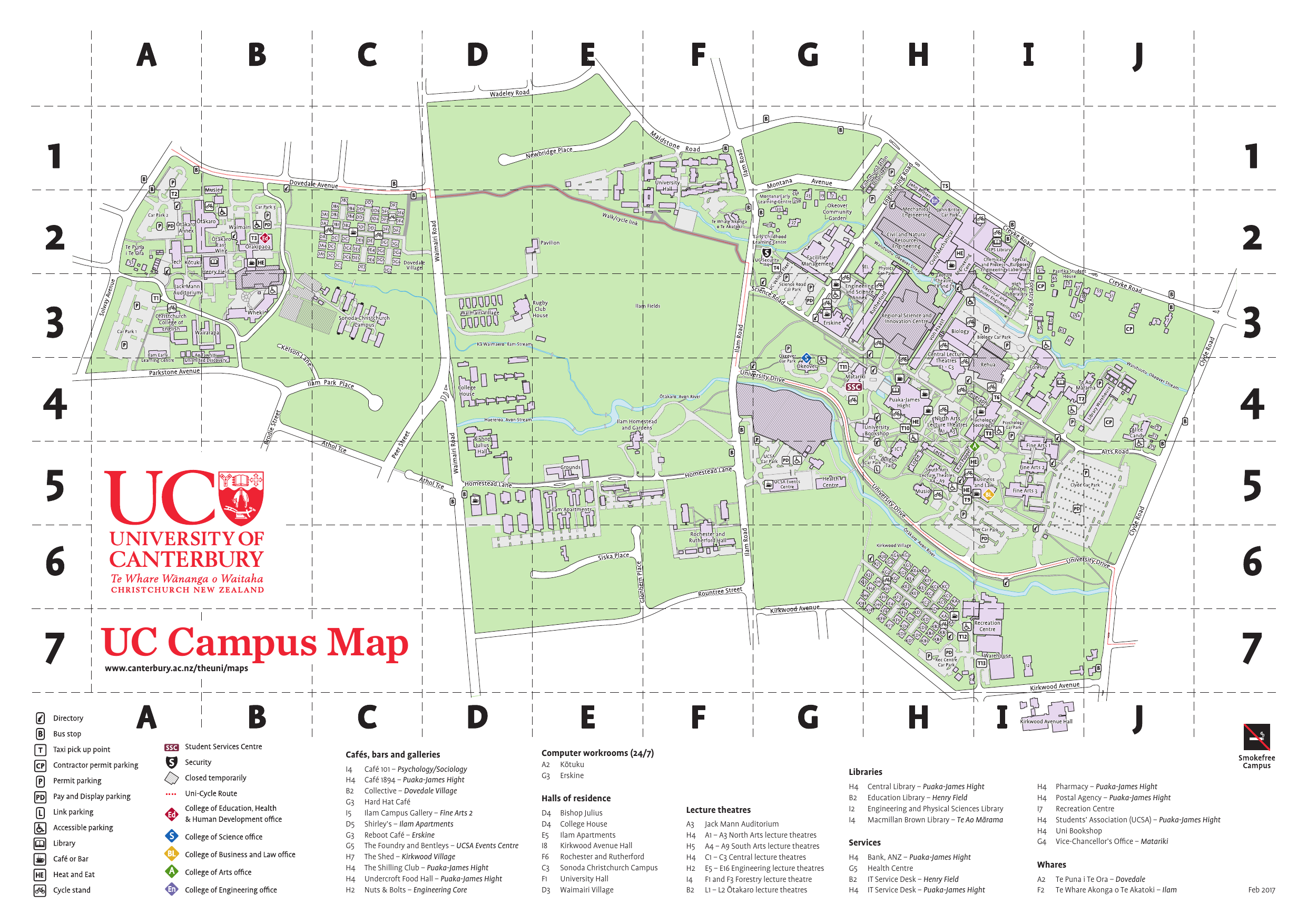 University Of Rochester Campus Map Uc Campus Map - University Of Canterbury | Manualzz