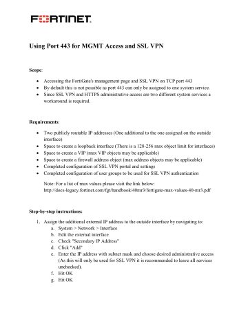 Using Port 443 For Mgmt Access And Ssl Vpn Manualzz