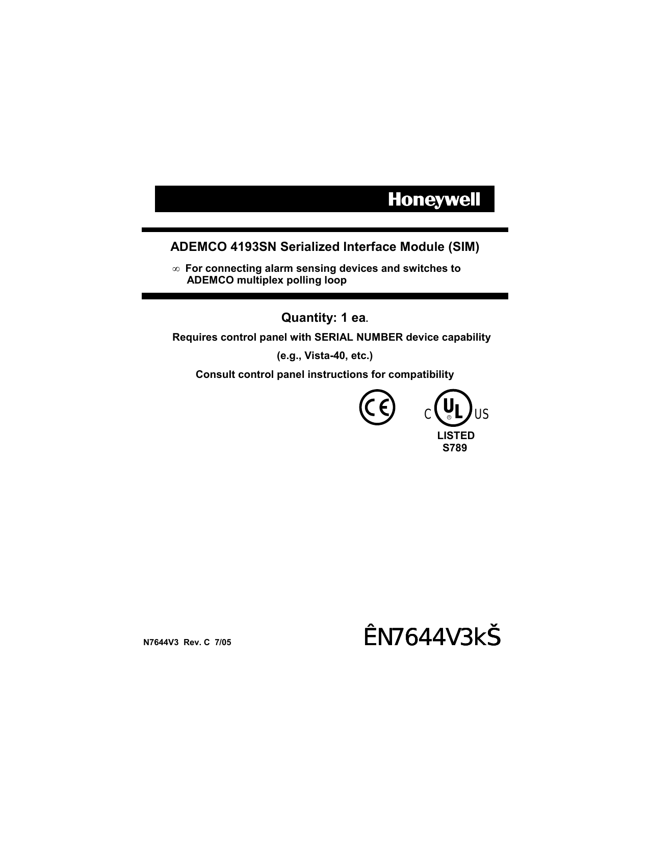 Ademco 4193sn Serialized Interface Module Manualzz